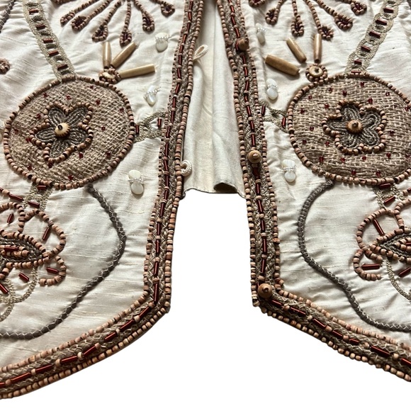NWT Rafaella 100% Silk Embroidered Cream and Brown Vest Size M (2) - Picture 3 of 6